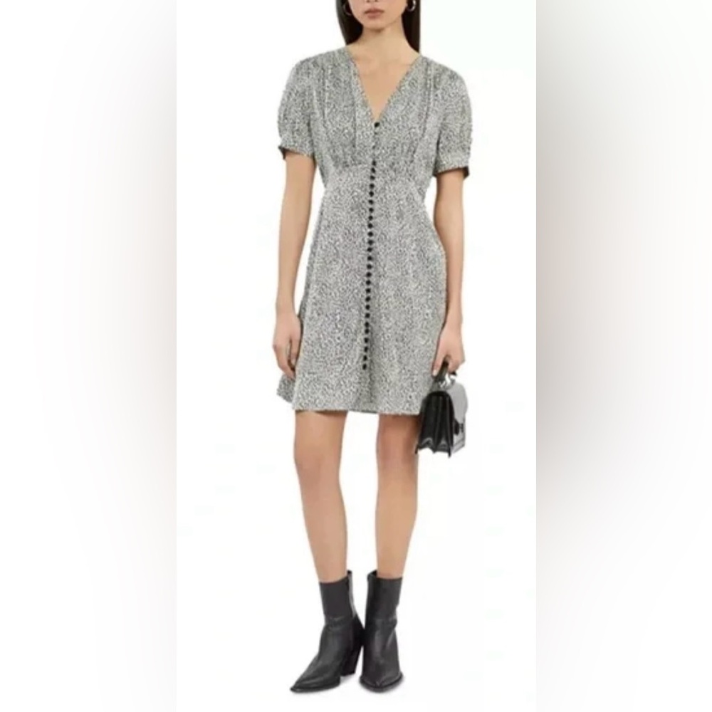 The Kooples Black and White Leopard Print Button-Up